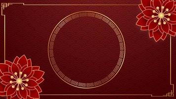 Animation golden circle chinese style with red background for template chinese new year. video