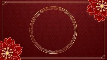 Animation golden circle chinese style with red background for template chinese new year. video