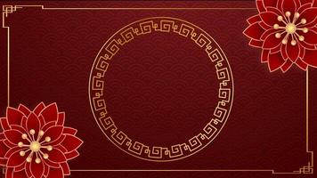 Animation golden circle chinese style with red background for template chinese new year. video