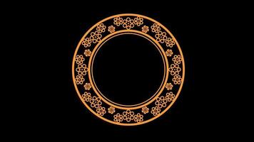 Animation golden circle chinese style isolate with black background for template. video