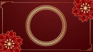 Animation golden circle chinese style with red background for template chinese new year. video