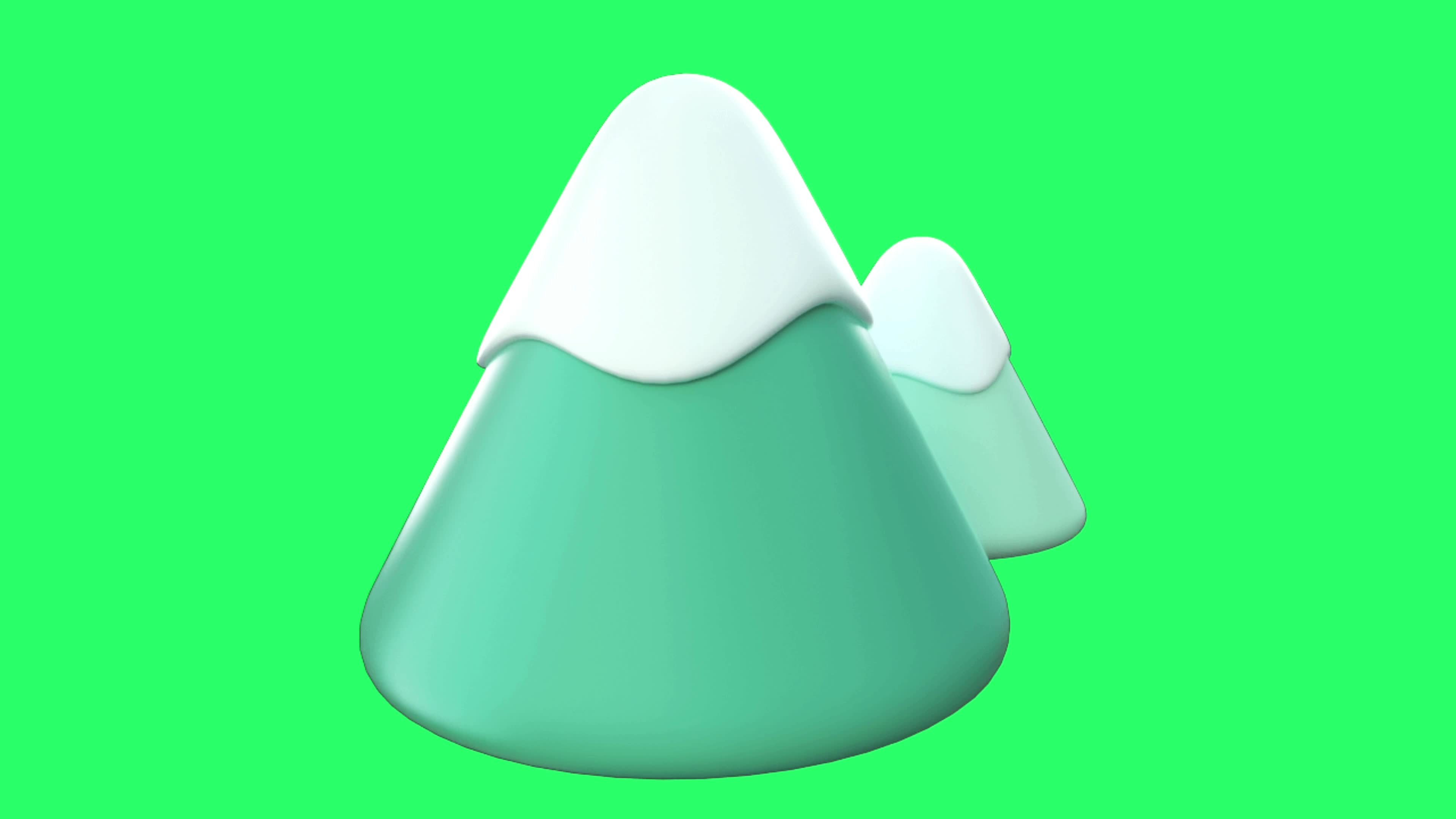 Animation green mountain symbol isolate on green screen. 13278085 Stock