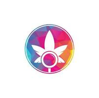 plantilla de vector de diseño de logotipo de búsqueda de cannabis. combinación de logo de hoja de marihuana y lupa. cáñamo y símbolo o icono de lupa.