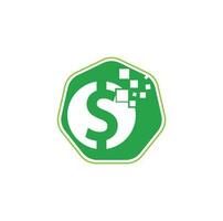 Money logo design. Digital money logo template. vector