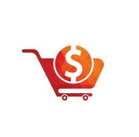 Dollar shopping cart vector icon. Money trolley simple solid icon. Fast Shop Logo Template Design.