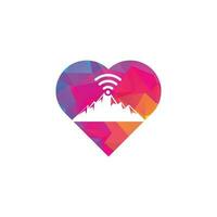 diseño de icono de logotipo de montaña wifi. plantilla de icono de señal de montaña. vector