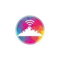 diseño de icono de logotipo de montaña wifi. plantilla de icono de señal de montaña. vector