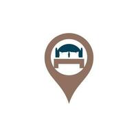 Bed gps shape vector logo design. Bed store icon logo design