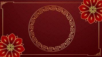 Animation golden circle chinese style with red background for template chinese new year. video