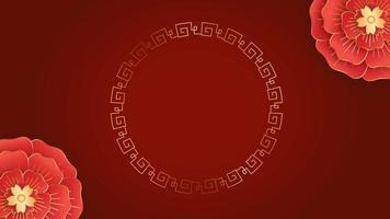 animação círculo dourado estilo chinês com fundo vermelho para modelo de ano novo chinês. video