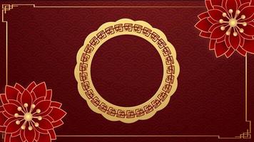 Animation golden circle chinese style with red background for template chinese new year. video