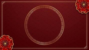 Animation golden circle chinese style with red background for template chinese new year. video