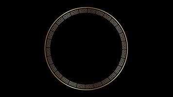 Animation golden circle chinese style isolate with black background for template. video
