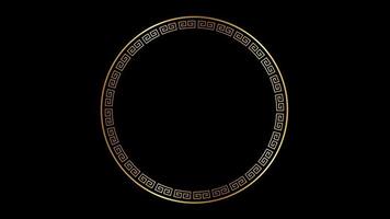 Animation golden circle chinese style isolate with black background for template. video