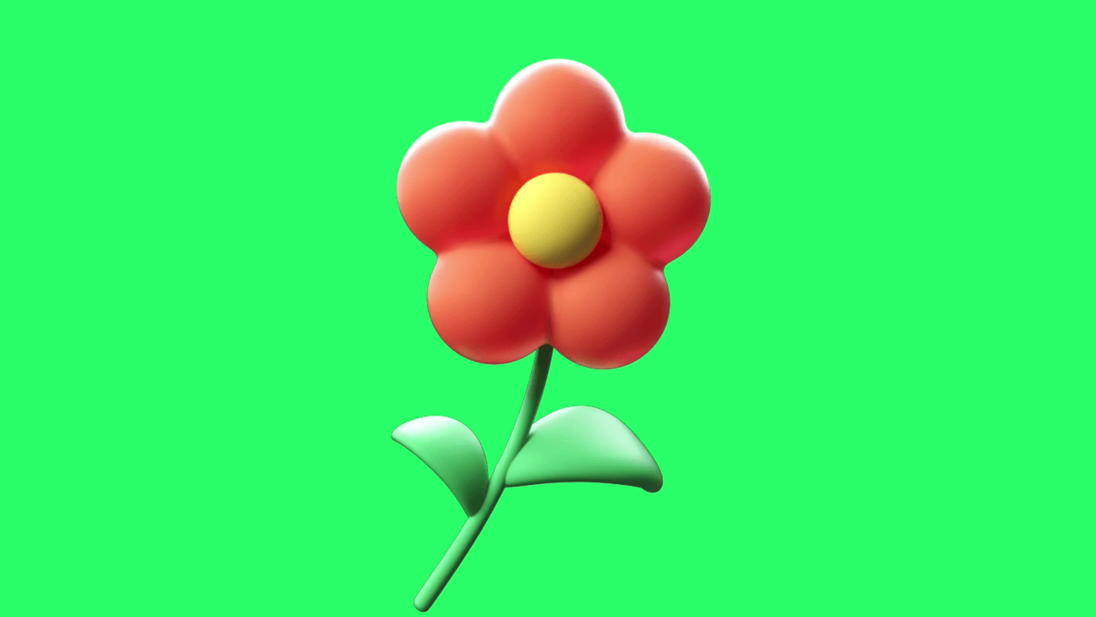 Animation red flower symbol isolate on green screen. 13278409 Stock