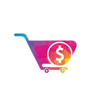 Dollar shopping cart vector icon. Money trolley simple solid icon. Fast Shop Logo Template Design.