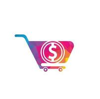 Dollar shopping cart vector icon. Money trolley simple solid icon. Fast Shop Logo Template Design.