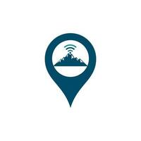Wifi Mountain gps shape concept Logo Icon Design. Mountain signal icon template vector