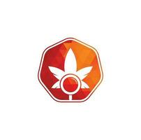 plantilla de vector de diseño de logotipo de búsqueda de cannabis. combinación de logo de hoja de marihuana y lupa. cáñamo y símbolo o icono de lupa.