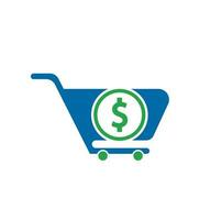 Dollar shopping cart vector icon. Money trolley simple solid icon. Fast Shop Logo Template Design.