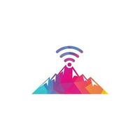 diseño de icono de logotipo de montaña wifi. plantilla de icono de señal de montaña. vector