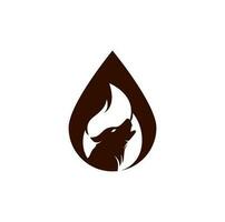 Wolf fire vector logo design template.