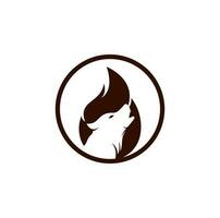 Wolf fire vector logo design template.