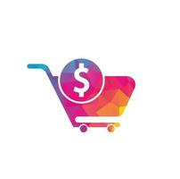 Dollar shopping cart vector icon. Money trolley simple solid icon. Fast Shop Logo Template Design.