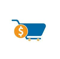 Dollar shopping cart vector icon. Money trolley simple solid icon. Fast Shop Logo Template Design.