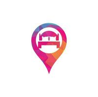 diseño de logotipo de vector de forma gps de cama. diseño de logotipo de icono de tienda de cama