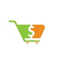 Dollar shopping cart vector icon. Money trolley simple solid icon. Fast Shop Logo Template Design.