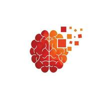 Ilustración de vector de diseño de logotipo de tecnología de cerebro digital.