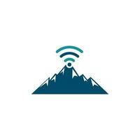 diseño de icono de logotipo de montaña wifi. plantilla de icono de señal de montaña. vector