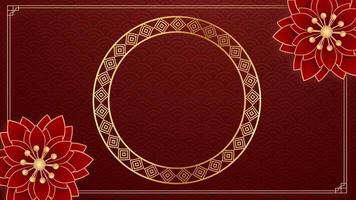 Animation golden circle chinese style with red background for template chinese new year. video