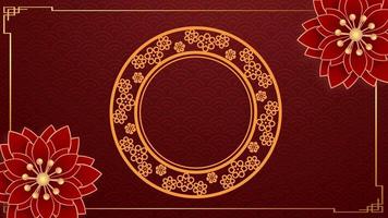 Animation golden circle chinese style with red background for template chinese new year. video