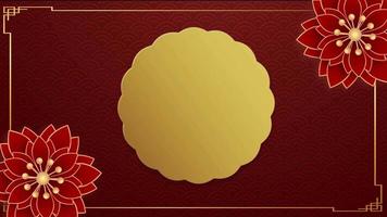 Animation golden circle chinese style with red background for template chinese new year. video