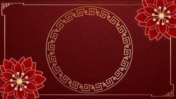 animação círculo dourado estilo chinês com fundo vermelho para modelo de ano novo chinês. video
