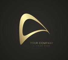 A Gold abstract shapes LOGO and symbol style, used in Finance and Business Trade Mark concept creative icon, gold colorized vector and illustration on dark background design