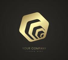 diseño de logotipo y símbolo de formas coloreadas de oro y premium utilizado en el concepto de marca comercial y financiera vector e ilustración