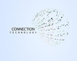 Abstract connection, circle, network or internet online, dots particle on white background. vector