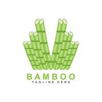 Bamboo Logo Design, Green Tree Vector, Panda Food, Product Brand Template Illustration vector