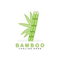 diseño de logotipo de bambú, vector de árbol verde, comida de panda, ilustración de plantilla de marca de producto