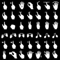 conjunto de iconos de línea de gestos de mano. incluye íconos como interacción con los dedos, juramento de meñique, punto de índice, saludo, pellizcos, lavado de manos y más vector