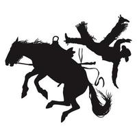 vaquero montando un caballo y lanzando el lazo silueta fina contorno negro sobre blanco vector