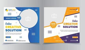Square social media post template design for digital marketing live webinar business. vector