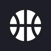 Basketball match dark mode glyph ui icon. Team game competition. User interface design. White silhouette symbol on black space. Solid pictogram for web, mobile. Vector isolated illustration