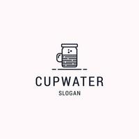 Cup water logo icon flat design template vector