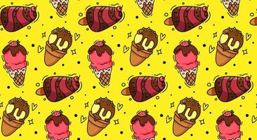 Seamless vector ice cream background in happy bright colors