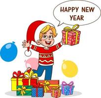 Children Celebrating New Year And Christmas vector