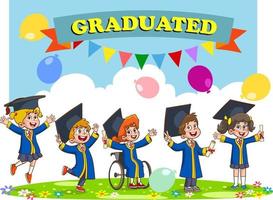 Happy cute little kids graduate school vector